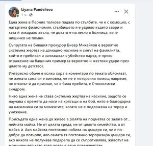 Лияна Панделиева: Една жена в Перник толкова падала по стълбите, че е с комоцио...